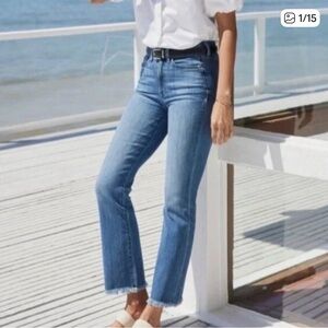 AYR The Bomb Pop straight ankle light denim with frayed hem